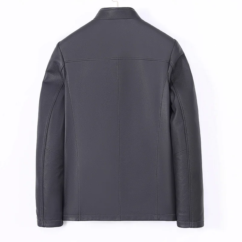 2022 Men's Leather Jacket Genuine Goatskin Mulberry Silk Line Windproof Simple Business Solid Leather Coat Casual Winter WB5144