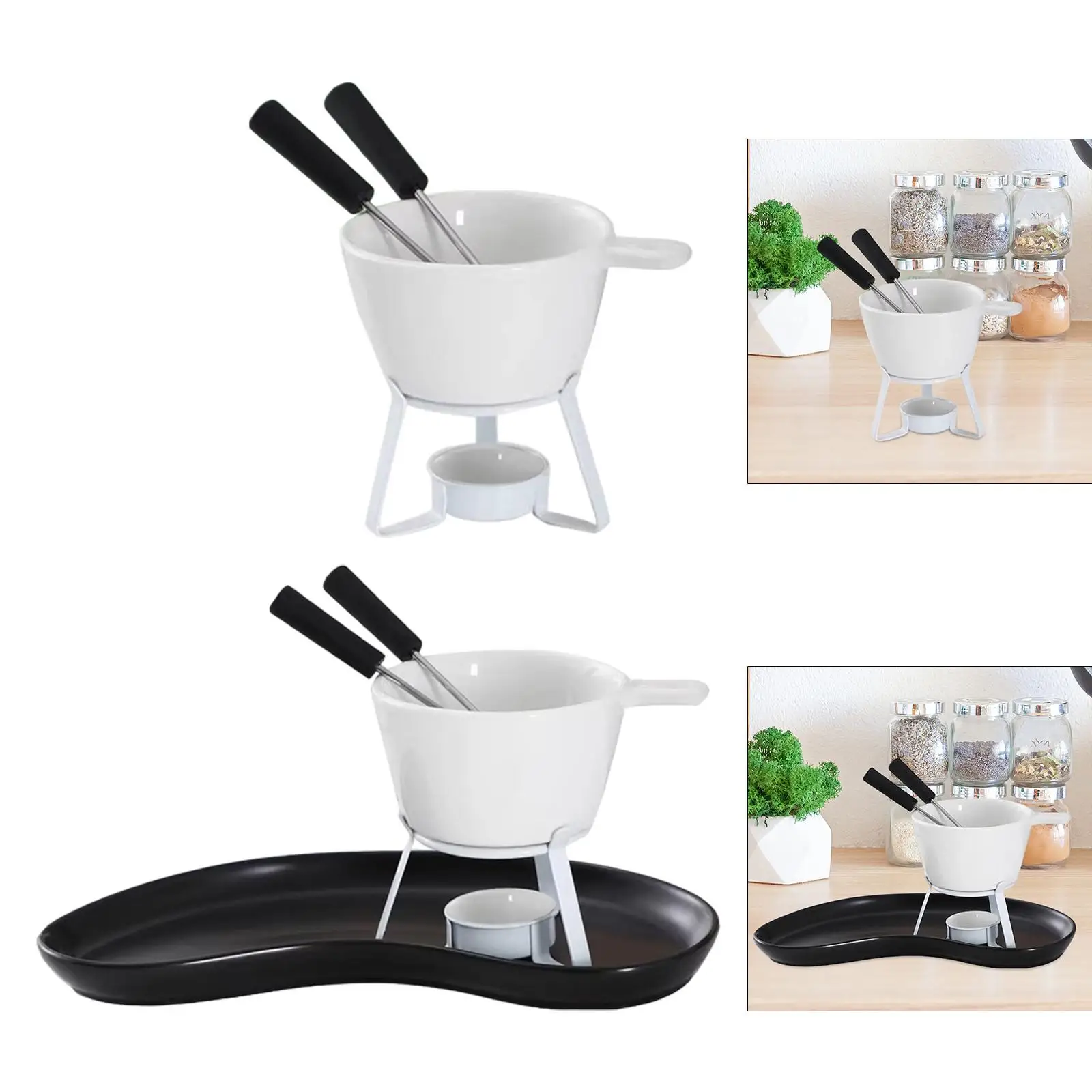 Fondue Pot Cookware Butter Warmer Set Ceramic Fondue Mug Cheese Serving Fondue