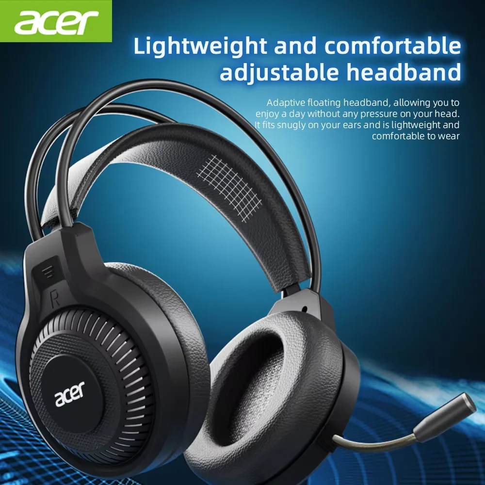 Acer Ohw303 Headsets Gamer 7 1 Stereo Virtual Surround Bass Earphone Gaming Headphone With Mic Led Light For Computer Pc Gamer, Alina Gadgets