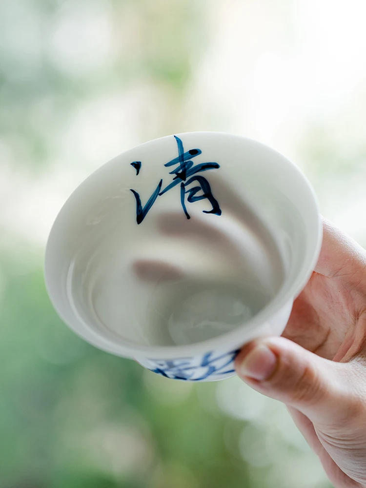 

Pure Handwritten Cover Cup Chinese Dehua Sweet White Porcelain Sancai Bowl Kung Fu Infusion Is Not A Hot Tea Set