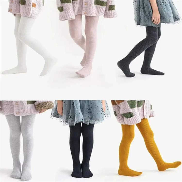 2Pcs/set 0-9 Years Children Cotton Leggings Spring Autumn Baby Girls Basic Simple Dance Pantyhose Infant Toddler Knitted Tights