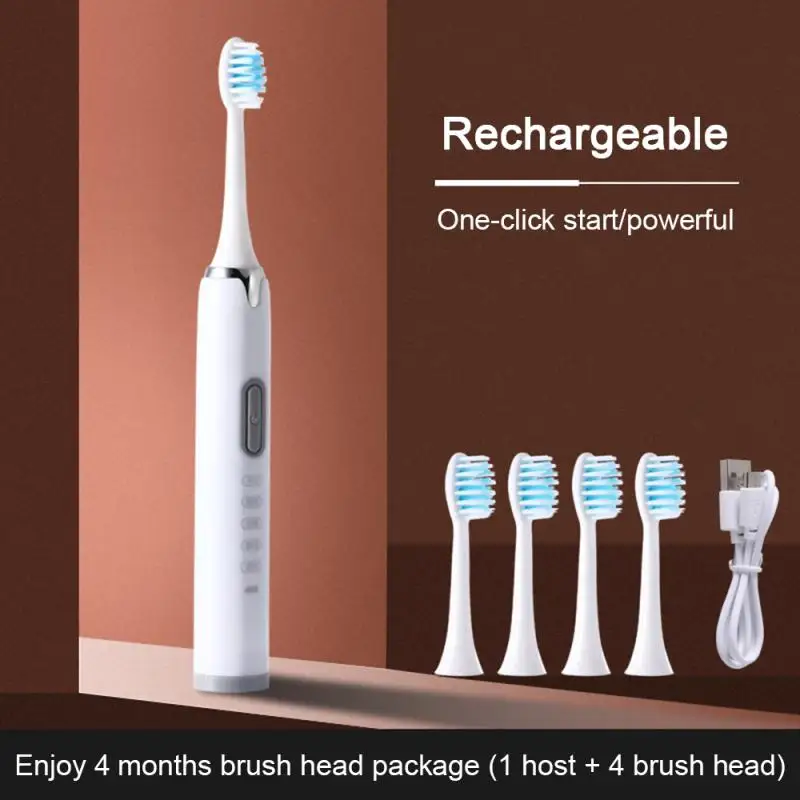 

Sonic Electric Toothbrush Smart Electric Toothbrush IPX7 Timer Tooth Brush Rechargeable Tooth Brushes With 4 Replacement Heads