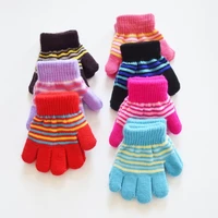 Baby Boys Girls Full Finger Gloves Winter Knitted Stripe Mitten Kids Outdoor Gloves for 1 2 3 4 5 Years Old Children Accessories 3