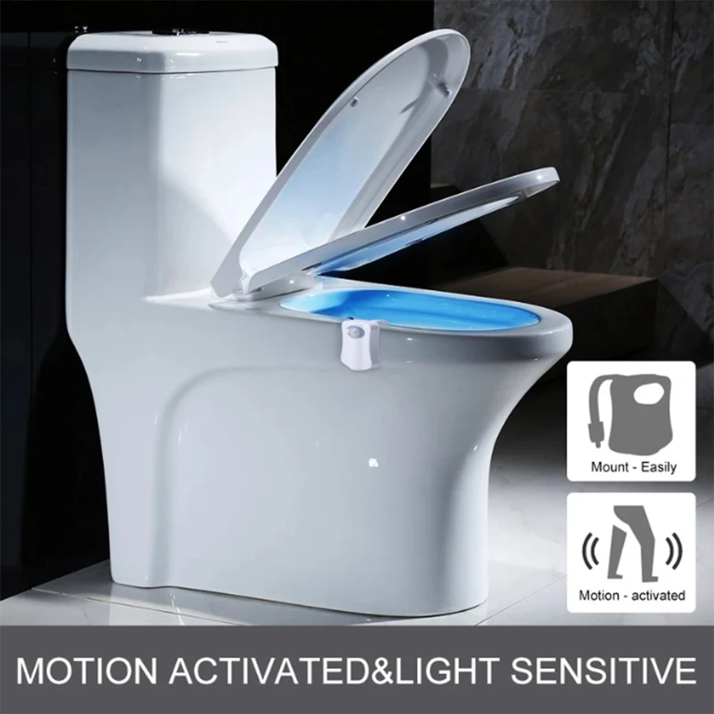 2pcs LED Toilet Night Lights Motion Sensor Hanging Toilet Light Washroom Night  Lamp with Battery Powered for Bathroom Washroom - AliExpress