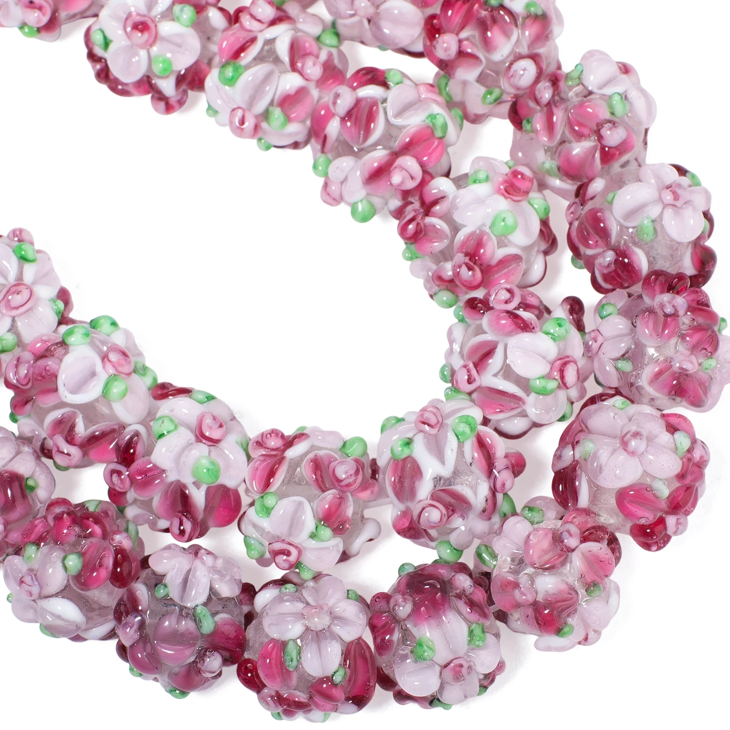 Colorful Rose Flower Petal Glass Beads for DIY Jewelry Making, 3pcs Set