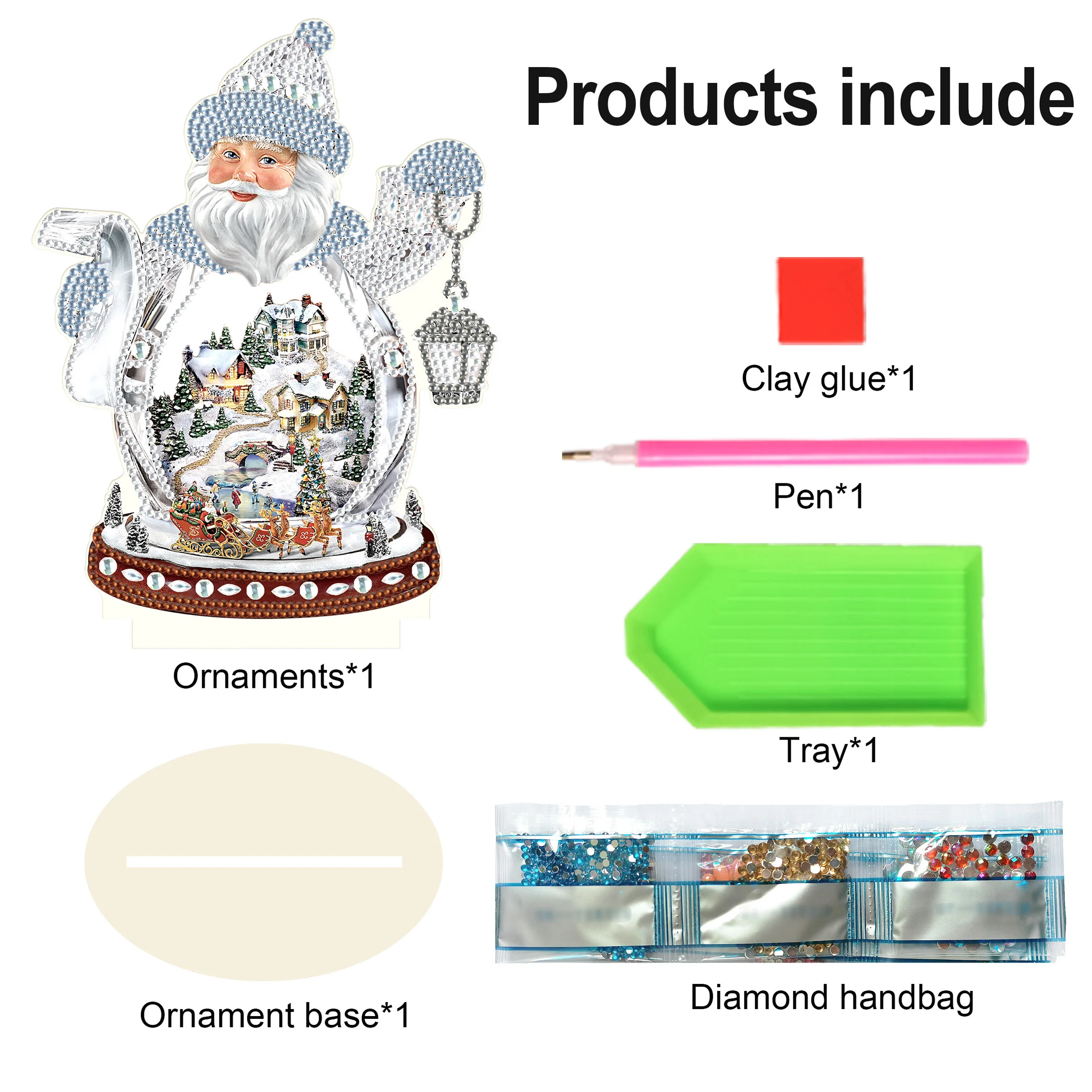 Snow White Santa Claus 5D DIY special shape diamond art desktop ornament set DIY decoration home Christmas desktop decorations