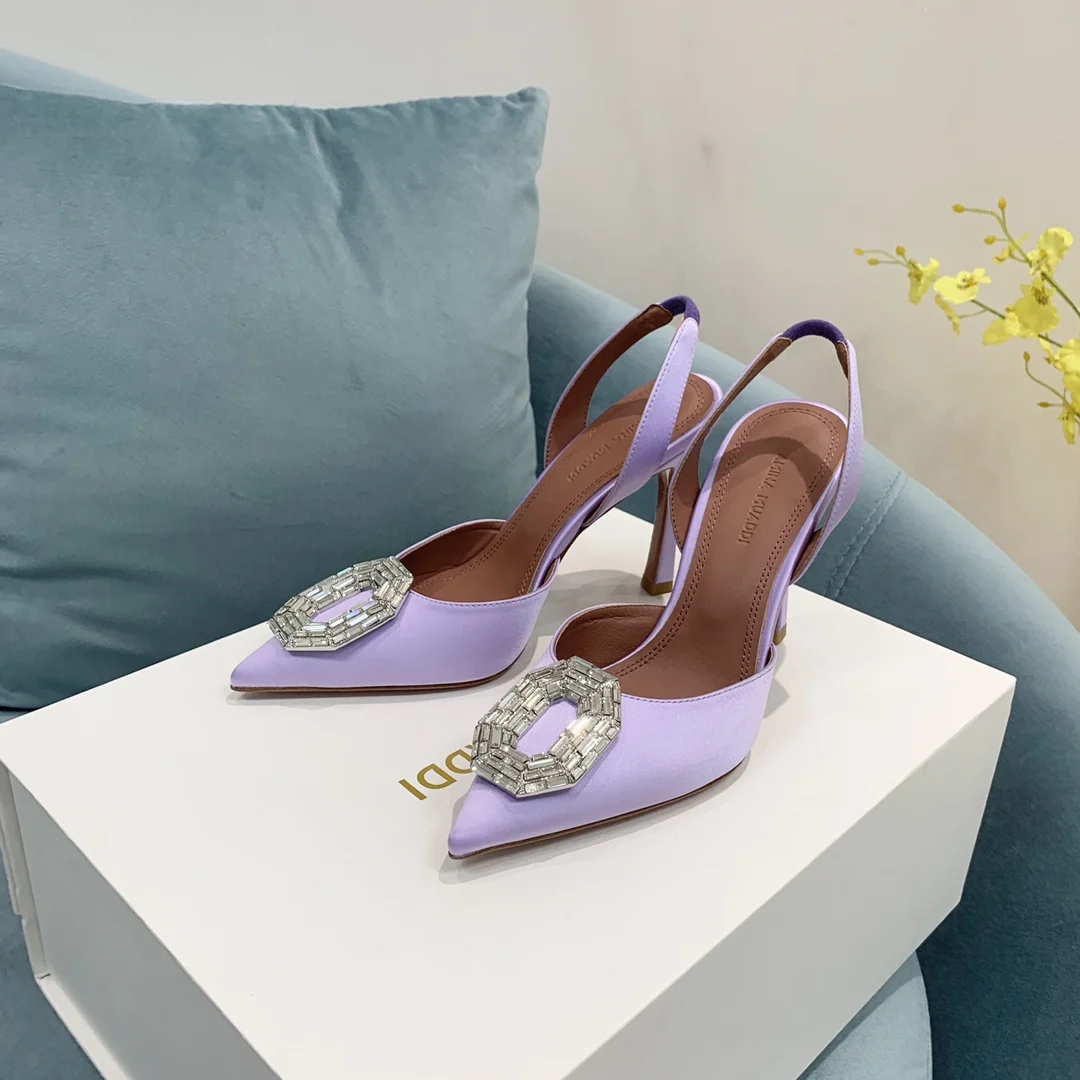 

Women Camelia 90 Crystal Silk-satin Slingback Pumps High Heels Shoes