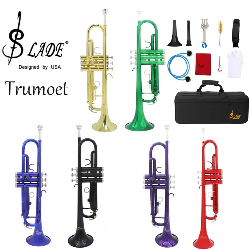 Trumpet Bb Flat Exquisite Brass Instrument Large Caliber Horn Trompete With Box Mouthpiece Musical Instrument Accessories