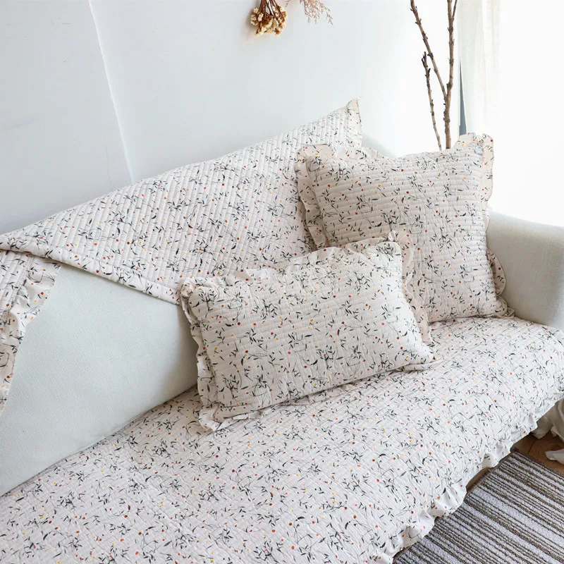 Floral Cotton Sofa Covers for L Shape CoverSlipcovers Sofa Towel Couch Cover for Living Room Non-slip Soft Breathable 3