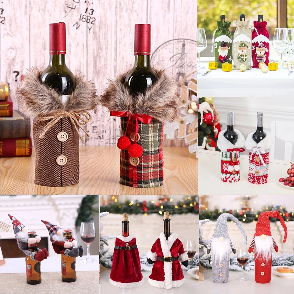 Christmas Wine Bottle Cover Merry Christmas Decorations For Home 2023 Cristmas Ornament Xmas Navidad Gifts New Year 2024