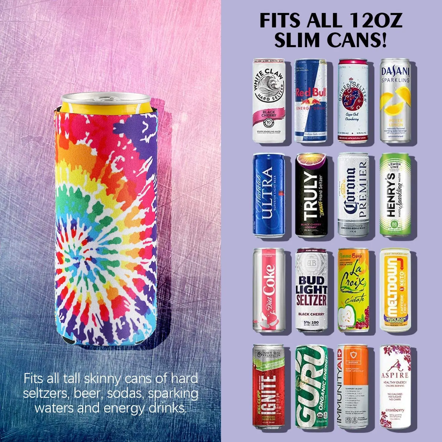 Slim Can Cooler Sleeves (5-Pack) Insulated Neoprene Slim Can Koolie for  White Claw - Skinny Can Cooler for Seltzer - Skinny Can Koolies for Slim  Beer