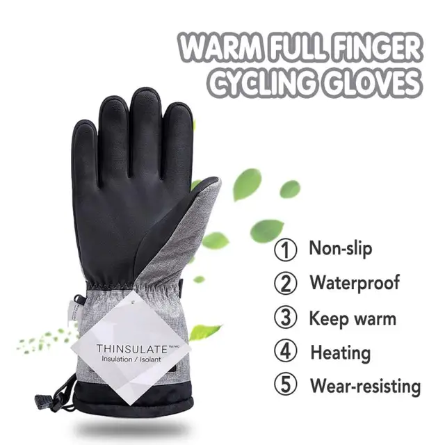 Téli Fűtött Kesztyű Elektromos Vízálló Kerékpározás Szélálló Érintőképernyő Guantes Ski Luvas Férfiaknak Nők 2022 - Image 2