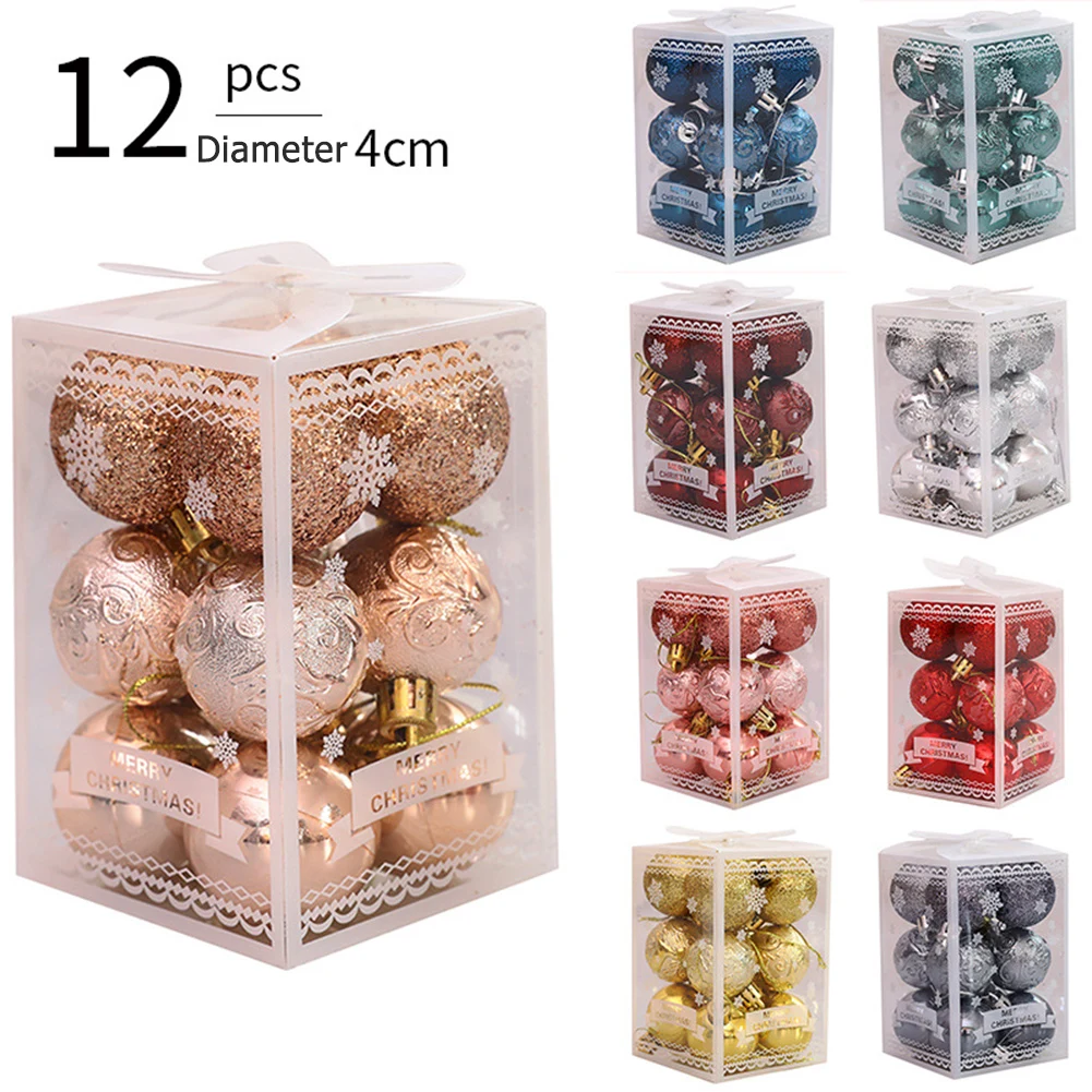 12pcs Hanging Ornament Christmas Decorative Ball Kit for Home Xmas Party Decor