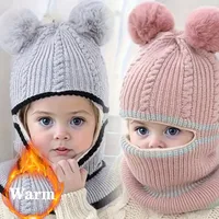 1-10PCS Baby Winter Hat Pompom Knitted Hat for Girls and Boys Fleece Lined Warm Hat for Kids Baby Girl Boy Winter Headwear
