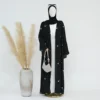 Abaya en mousseline de soie pour femmes, Kimono ouvert, Robe de Turquie, Eid Ramadan, Kaftan, Cardigan musulman, Manteau, Islam Vêtements, Robe arabe Jalabiya, Noir
