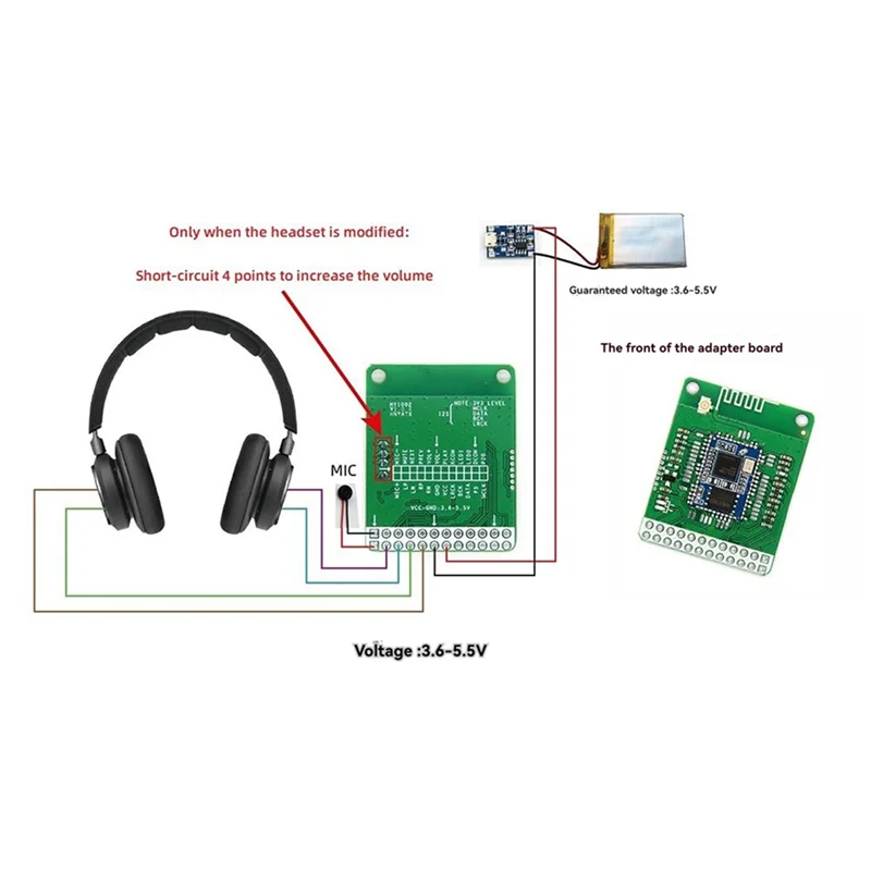 【B74A】QCC3034 Bluetooth 5.1 스테레오 오디오 모듈+안테나 DC3.6-5.5V APTXHD 무손실 아날로그 출력 SBC/AAC/APTX/APTXHD