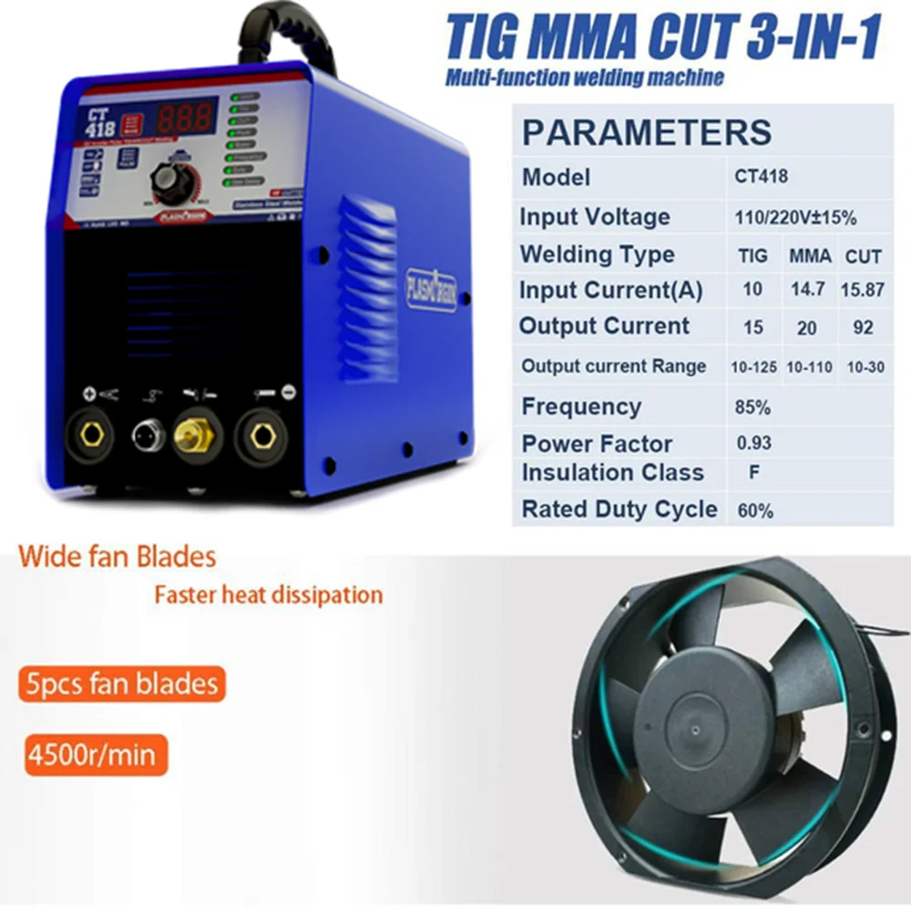 Plasma Welder 4 in1 Welding Machine CT418 TIG CUT MMA PULSE DC Inverter 220V IGBT Tig Welding Plasma Cutter for metal