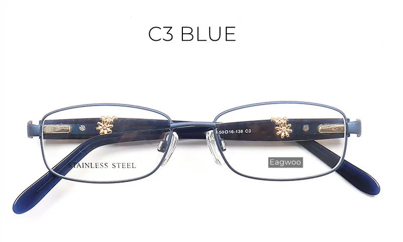 Eagwoo Edelstahl Vollrand optischen Rahmen entworfen Frauen Brille kleines Gesicht geeignet Blumen dekoration – Detail 10