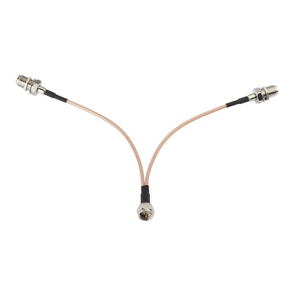 Superbat F Splitter Cable F Male to Dual Female Coax Splitter Cable V-Type F TV Splitter Cable Satellite RG316 15cm(6 inches)