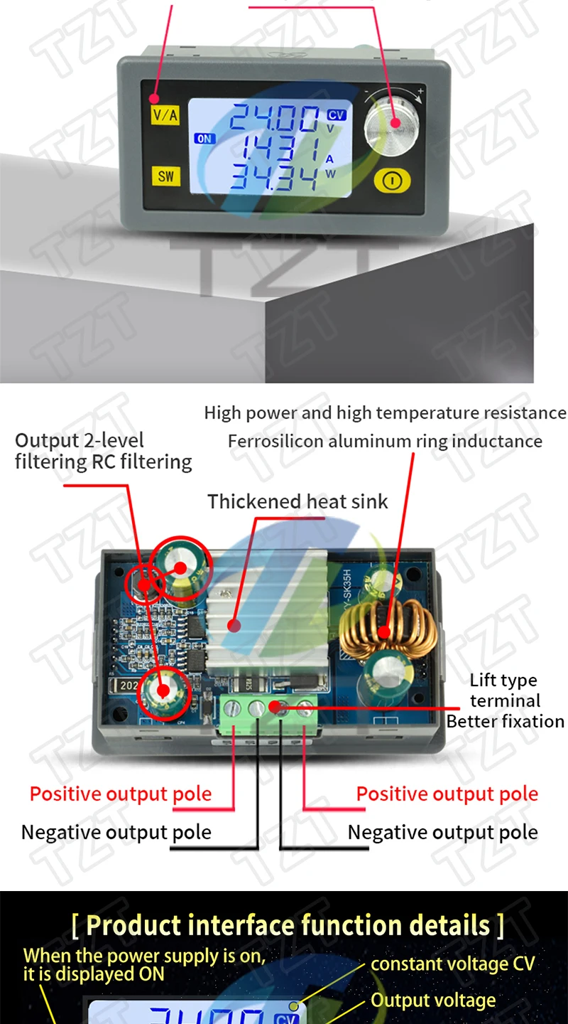 35W/80W DC DC Buck Boost Converter CC CV Einstellbare DC Spannungsregler Netzteil Step Down Stabilisiertes Modul 6-36V 5-30V – Detail 2