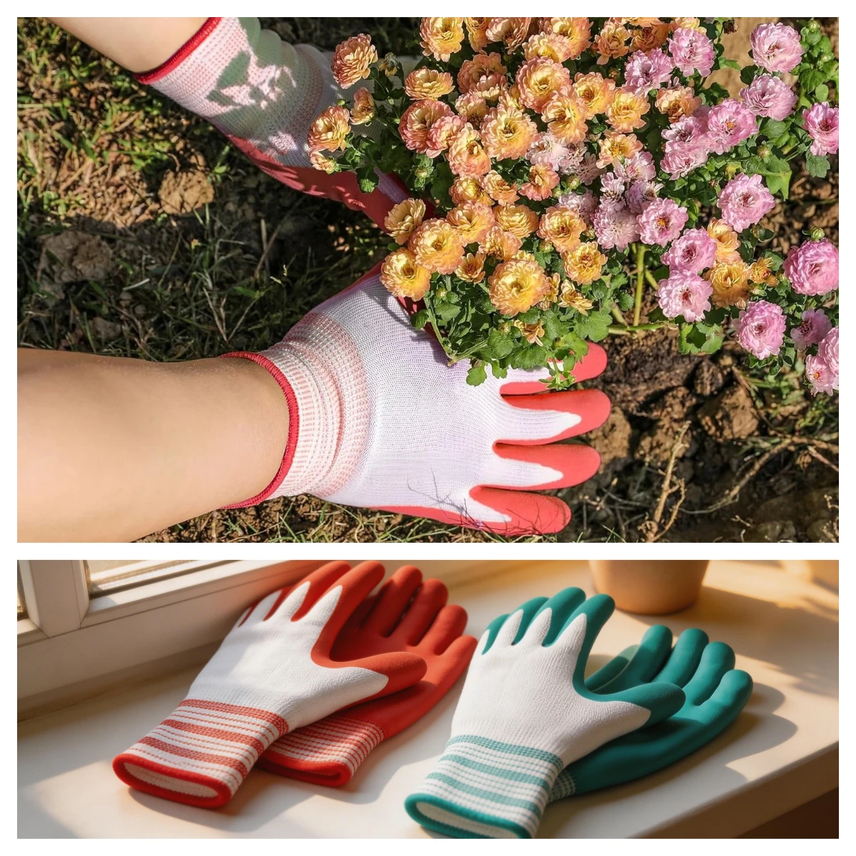 Breathable Rubber-Coated Gardening Gloves