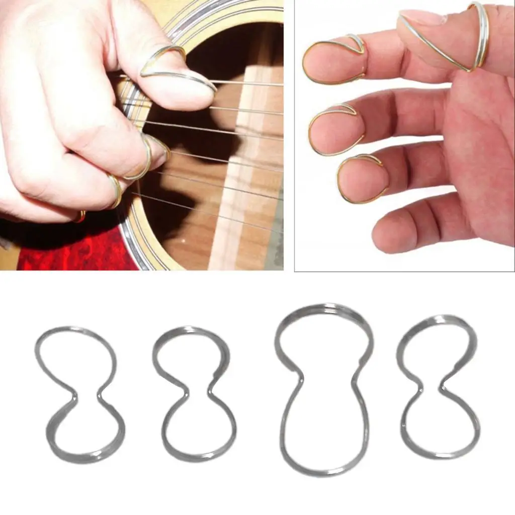 4pcs Adjustable Metal Thumb Index Finger Picks Guitar Accessories Gold