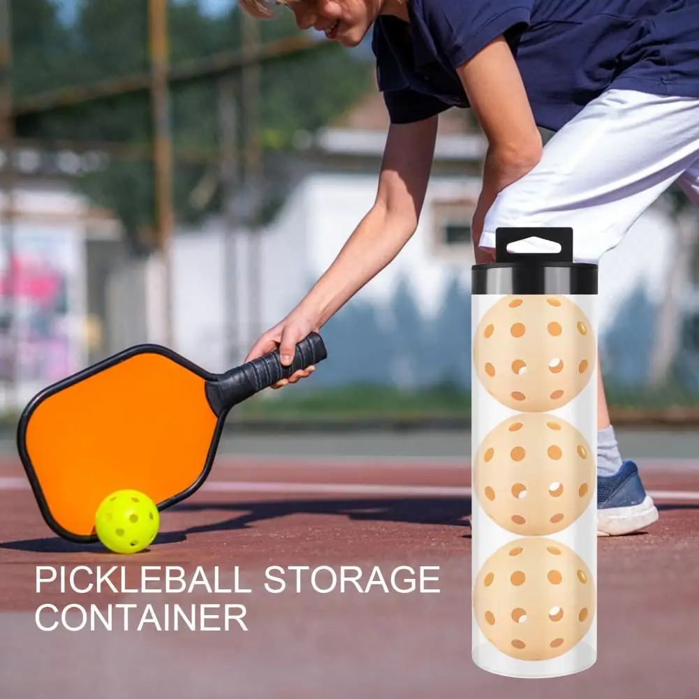 Pickleball Clear Storage Box With Lid Badminton Baseball Tennis Ball Holder Cylindrical Container Organizer Transparent Tube