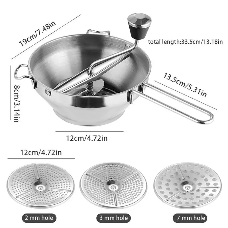 Manual Food Mill Rotary Blender Vegetable Cutter Kitchen Chopper Stainless Steel Mashed Berry Jams Tomatoes Kitchen Tools