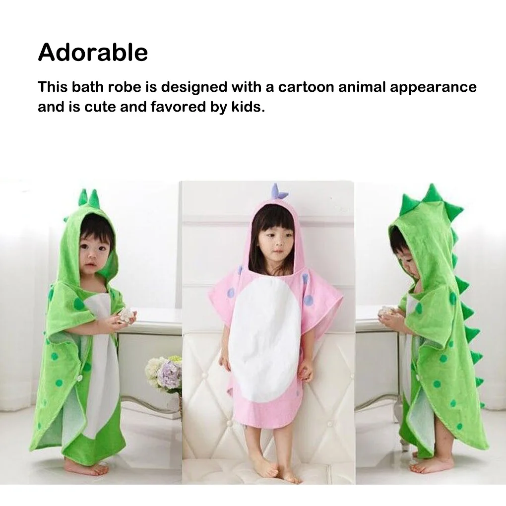 Hotel Children Hooded Bath Robe Kids Cartoon Adorable Bathrobe Green M