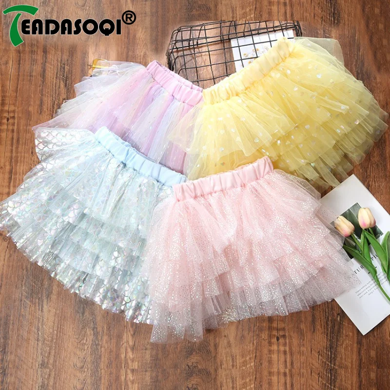 

2024 Spring Autumn Kids Girls Puffy Half Skirt Gradual Sequins Gauze Tulle Lace Skirts Fashion Princess Children's Dress 1-6Y