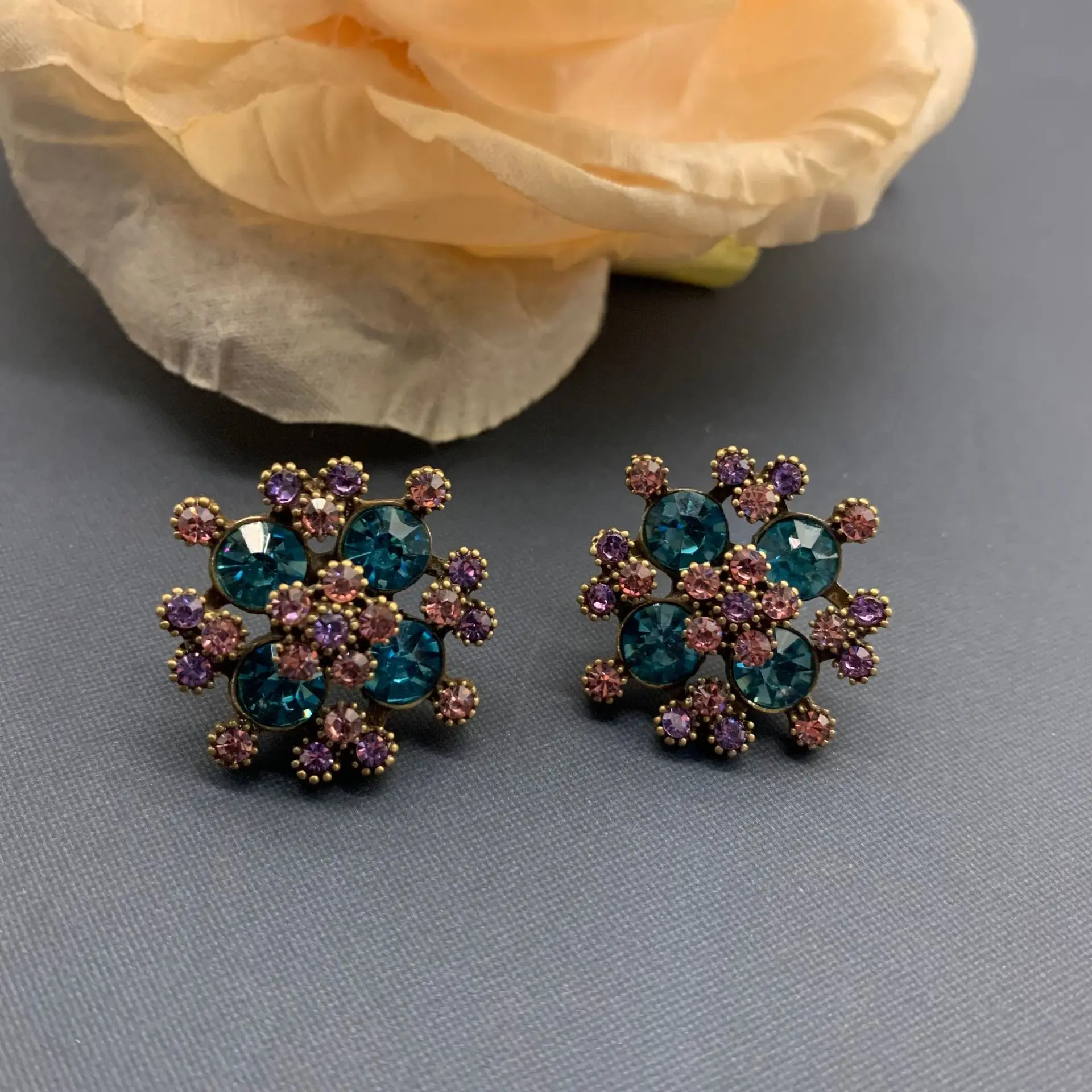Colorful exaggerated flower earrings