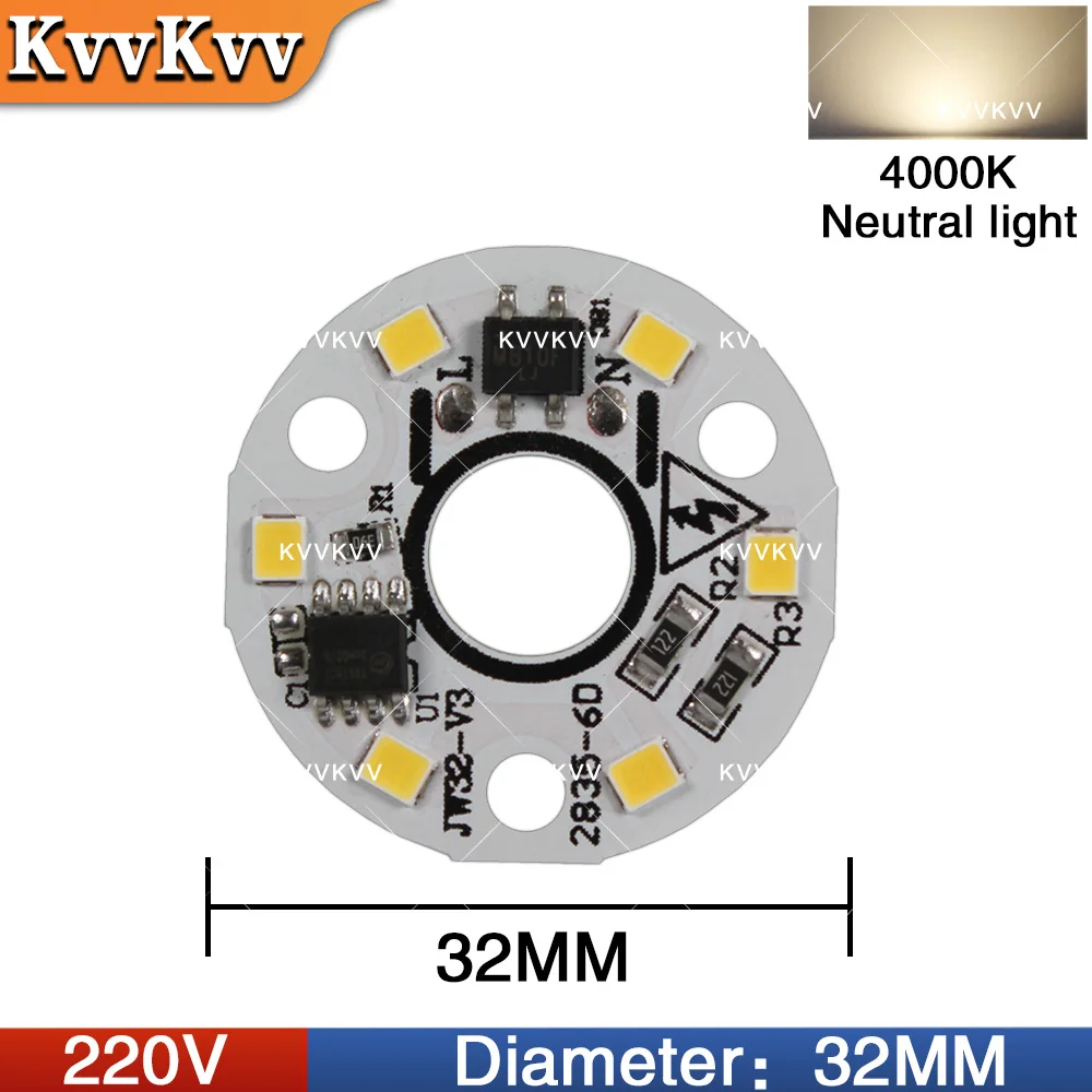 칩 다운라이트 스포트라이트를 교체하기에 적합한 내장형 드라이버 IC SMD2835가 포함된 AC220V LED 드라이버리스 3W 광원 보드