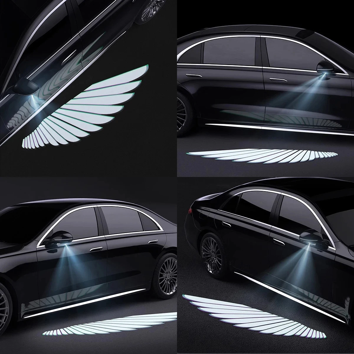 Car Welcome Lights Angel Wings LED Rearview Mirror Ambient Lamps Dynamic Projection Lamp Universal Auto Decoration Accessories