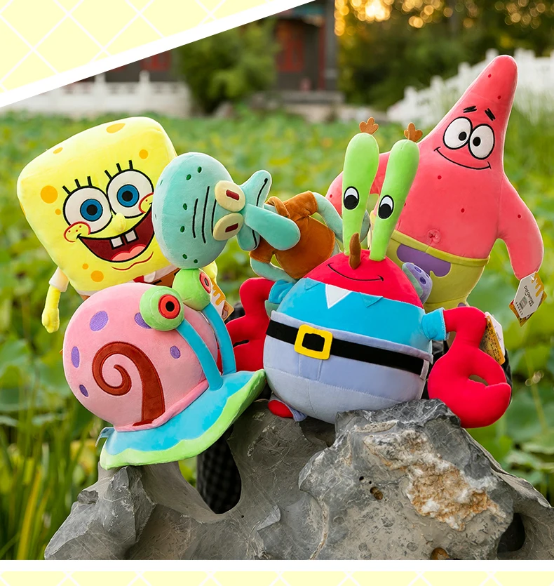  Original Peluche Spongebob Patrick Star Eugene H. Krabs Gary the Snail Plush Toy Throw Pillow Cute Plushies Decorations Gift