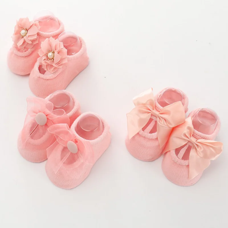 Girls baby socks 3Pair/lot lace flower bow cotton socks