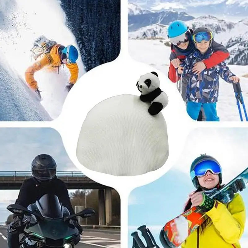 Ski Helmet Cover Cute Skiing Helmet Covers with panda Decoration Outdoor Snowboard Sports Flannel fabric Helmets Accessories