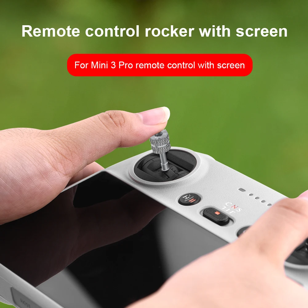 Paire de Joystick Thumb Sticks en aluminium pour DJI Mini 3 Pro, installés sur la télécommande.
