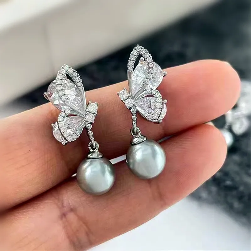 Half Butterfly & Pearl Studs
