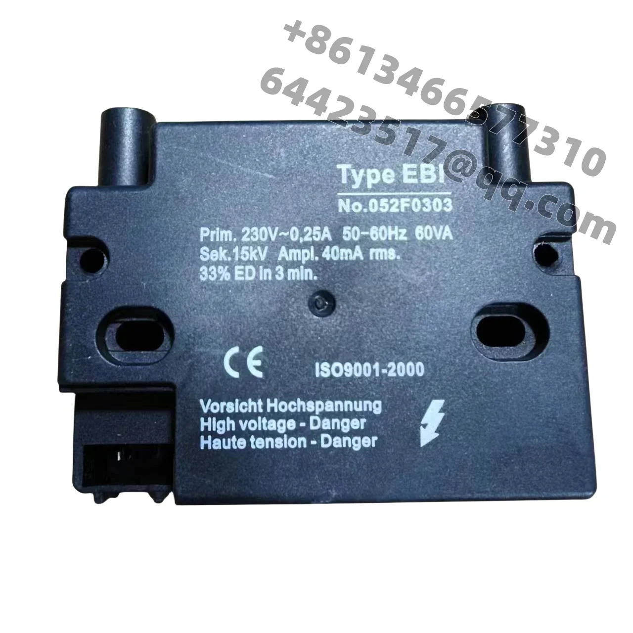 Ignition Transformer 2 Pole for Oil Burner or 1 Pole for Gas Burner 230V-15KV Type EBI