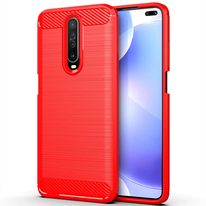 Shockproof Silicone Phone Case with Stand - Brushed Carbon Fiber Design