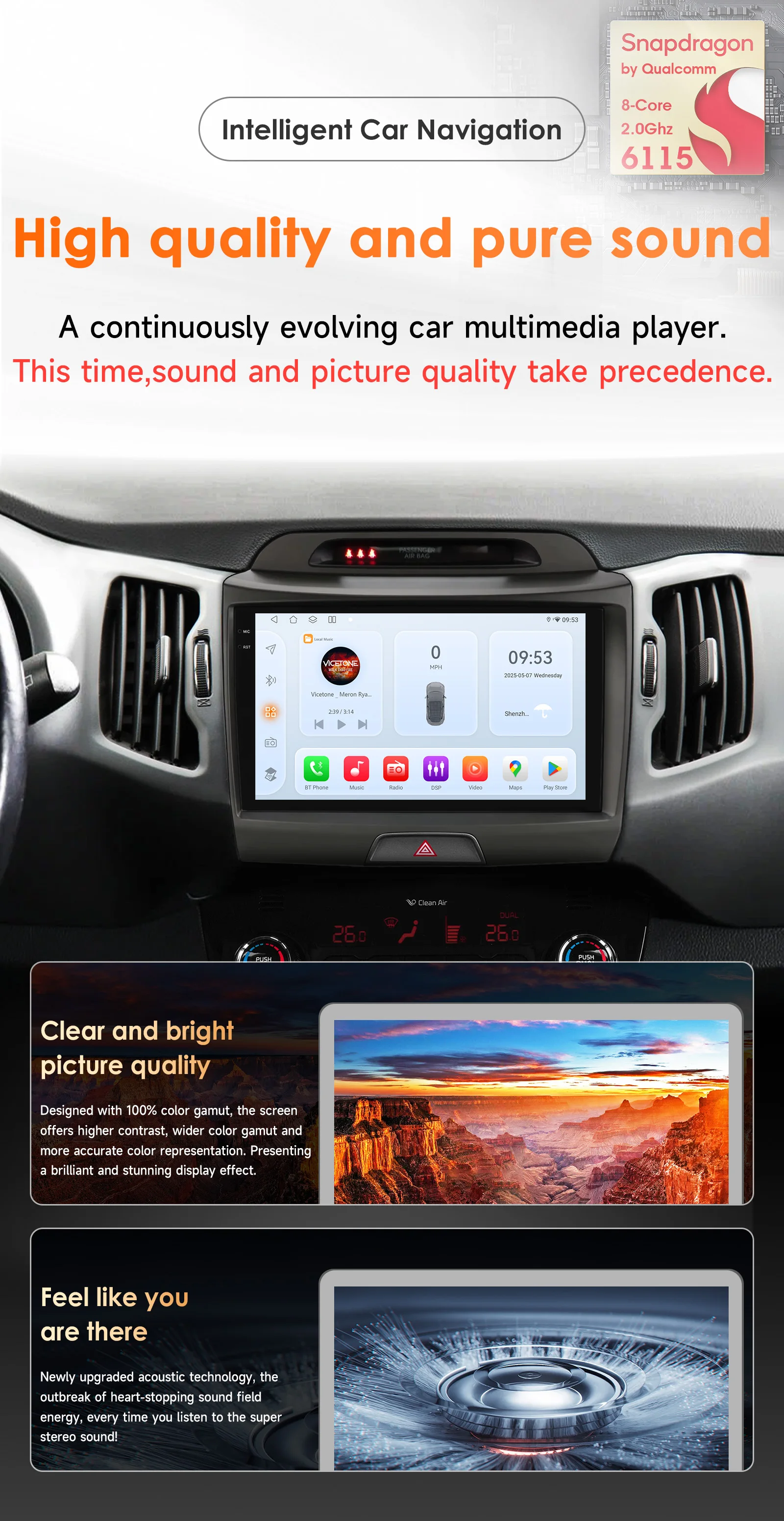 2Din 360-Grad-Kamera Carplay Android 14 Autoradio für KIA Sportage 3 2010-2016 Auto-Multimedia-Player Intelligenter Bildschirm Autoradio GPS – Detail 2