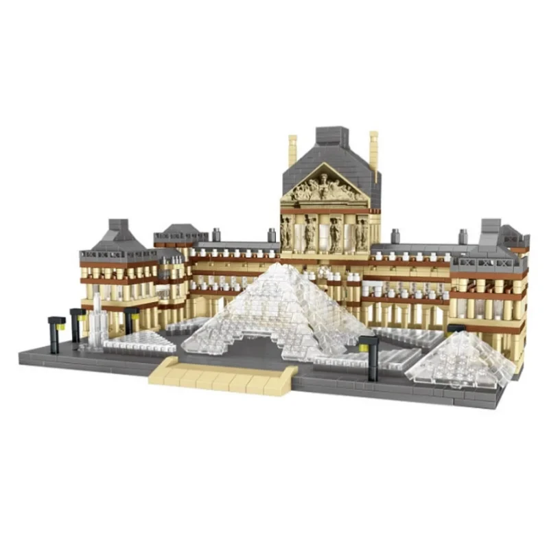 Конструктор Lezi «мировая архитектура», мини-конструктор, модель 3D Парижского музея Лувра, детали «сделай сам» с бриллиантами, игрушка для подарка 8040