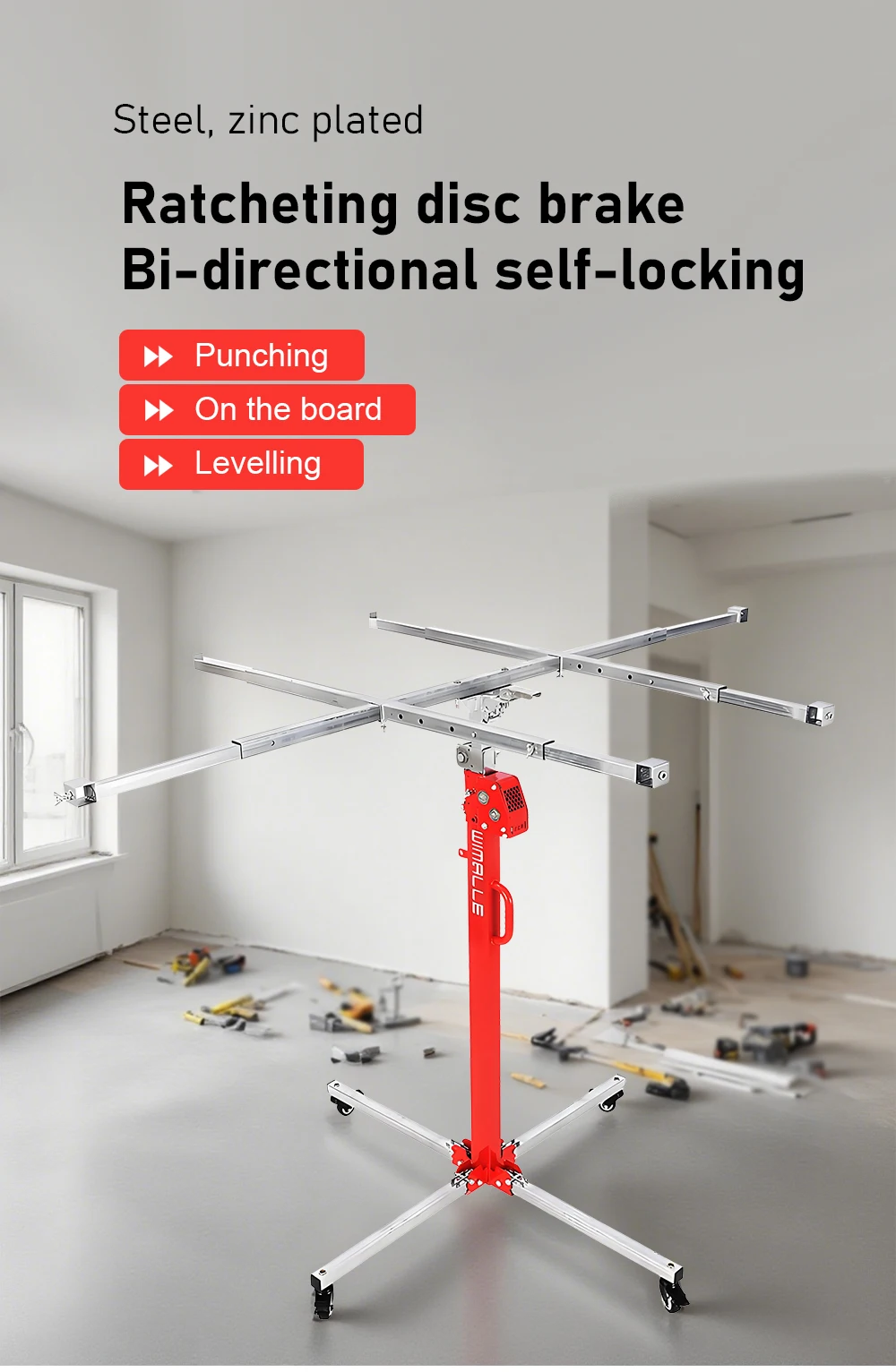 Hand-cranked Gypsum Board Lifter Lifting Mobile Stand Holder Small Ceiling Hole