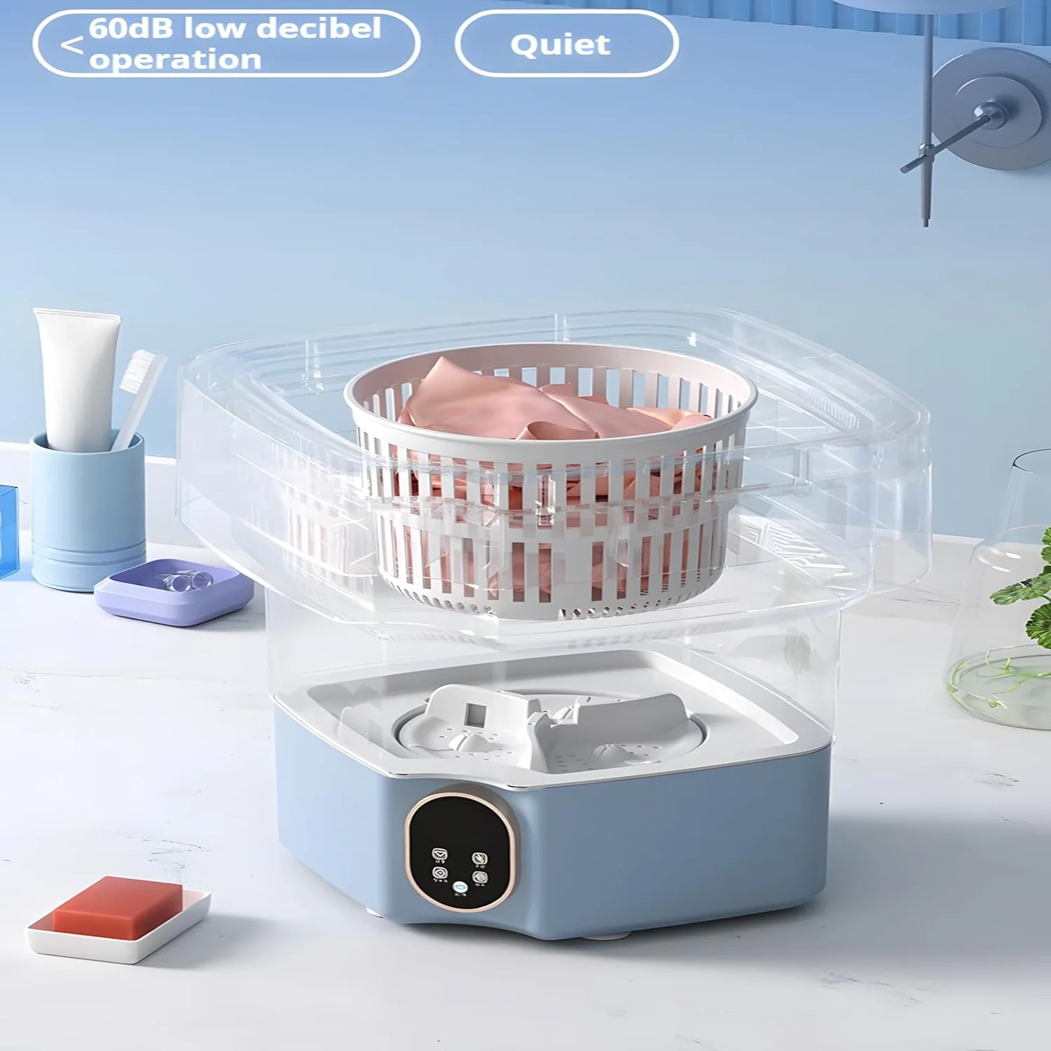 Portable washing machine, 12L folding washing machine, deep cleaning underwear, baby clothes and small clothes, suitable for a