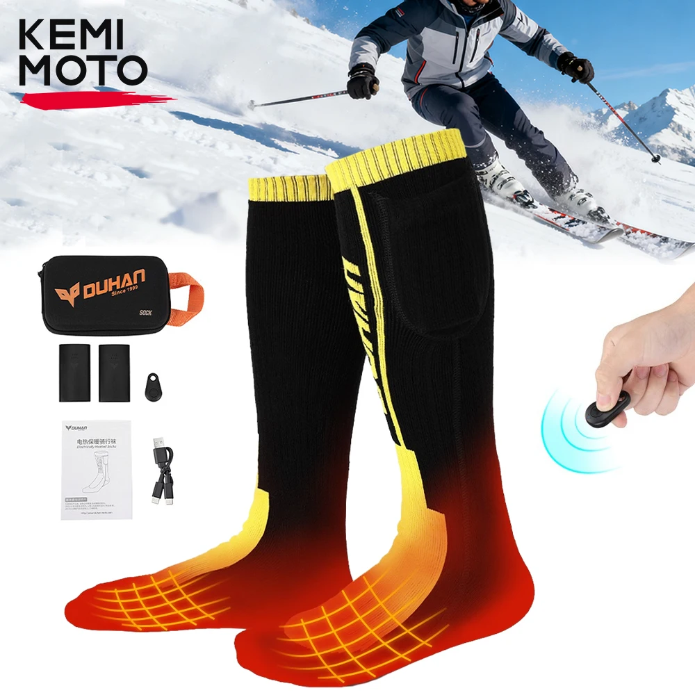 Chaussettes chauffantes électriques pour ski, snowboard, randonnée, piles rechargeables, chauffe-thermique, télécommande, Sports de plein air d'hiver