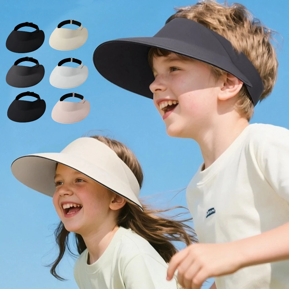 Fashion Breathable Kids Sunshade Hat Quick-dry Solid Color Summer Kid Sunhat Lightweight Soft Foldable Empty Top Cap Outdoor