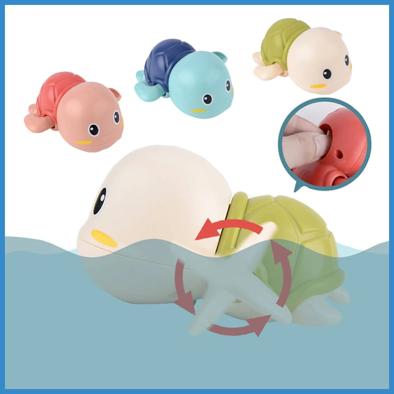 

Cute Cartoon Turtle Water Toy Toddler Bath Toys Classic Wind-Up Bathroom Baby Swim Tortoise Clockwork Animal Toy for Kids Gift