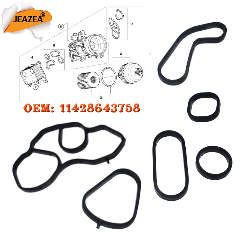 Oil Filter Cooler Stand Housing Adaptor Gasket Seal Set engine gasket set engine gasket kit replacement gasket set For BMW Mini R56 Cooper 11668626471 11427537293 11428643758