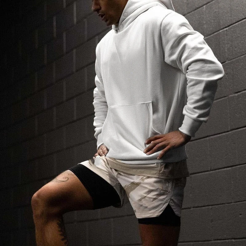 Men Sweatshirt Autumn New Hoodie Sports Fitness Pullover Cotton Loose Oversized Sportswear Gym Running Training Elastic Jacket
