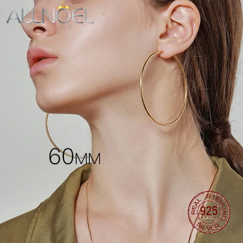 925 Sterling Silver Hoop Earring Round Circle Loop Simple Huggie Earrings Piercing 12/20/30/40/50/60mm Gifts Box Packing